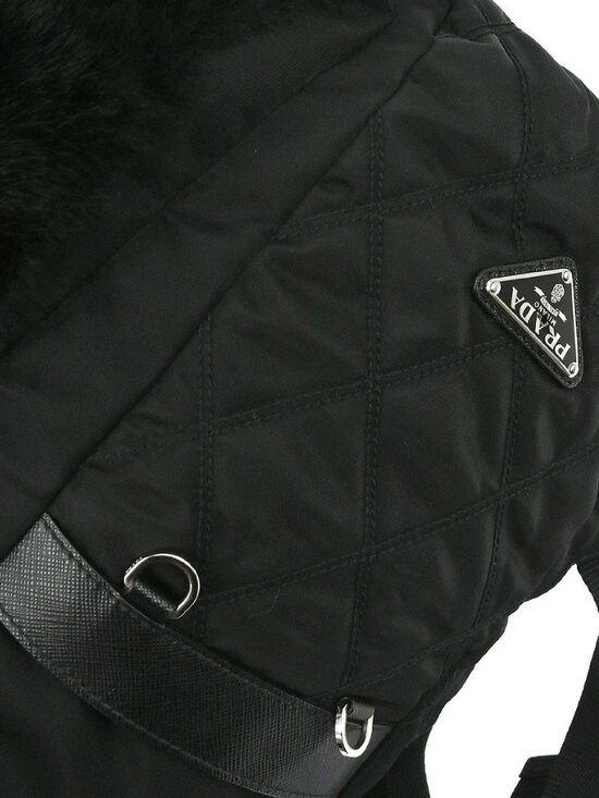Prada Black Fur Nylon Backpack 56/8 NQ02372